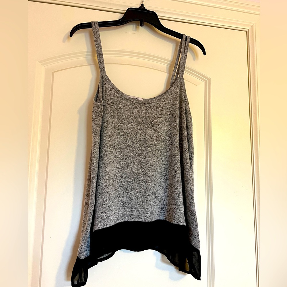 Bar III Heather Gray with Black Sheer Bottom Double Strap Suntop